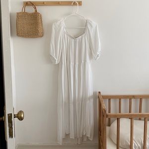 Banana republic puff sleeve midi dress